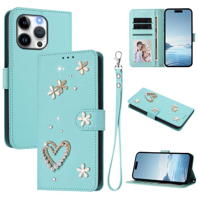 Capa de Telefone em Pele Vegana Floral com Coração de Dupla Camada ZS01 com Alça de Pulso, Para iPhone 13 Pro, Para iPhone 12 / 12 Pro, Para iPhone 12 Pro Max, Para iPhone 11 Pro Max, Para iPhone 11, Para iPhone 11 Pro
