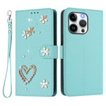 Capa de Telefone em Pele Vegana Floral com Coração de Dupla Camada ZS01 com Alça de Pulso, Para iPhone 13 Pro, Para iPhone 12 / 12 Pro, Para iPhone 12 Pro Max, Para iPhone 11 Pro Max, Para iPhone 11, Para iPhone 11 Pro