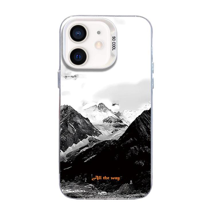 Capa de telemóvel híbrida TPU PC cor prata com padrão de montanha, para iPhone 12 mini, para iPhone 11 Pro Max, para iPhone 11, para iPhone 11 Pro, para iPhone XS / X, para iPhone XR, para iPhone XS Max, para iPhone 8 Plus / 7 Plus
