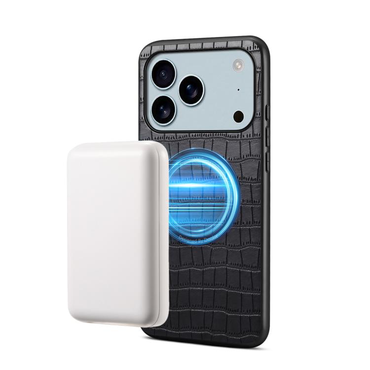 Capa magnética para telemóvel Denior A09 em pele vegana PU com textura de crocodilo, para iPhone 17 Pro Max, para iPhone 17 Pro