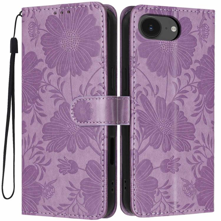 Capa para telemóvel em pele vegana com relevo de girassol e cordão preto pequeno, para iPhone 16e / 17e, para iPhone 17 Pro Max, para iPhone 17 Pro, para iPhone 17, para iPhone Air, para iPhone 16 Pro Max, para iPhone 16 Pro, para iPhone 16 Plus
