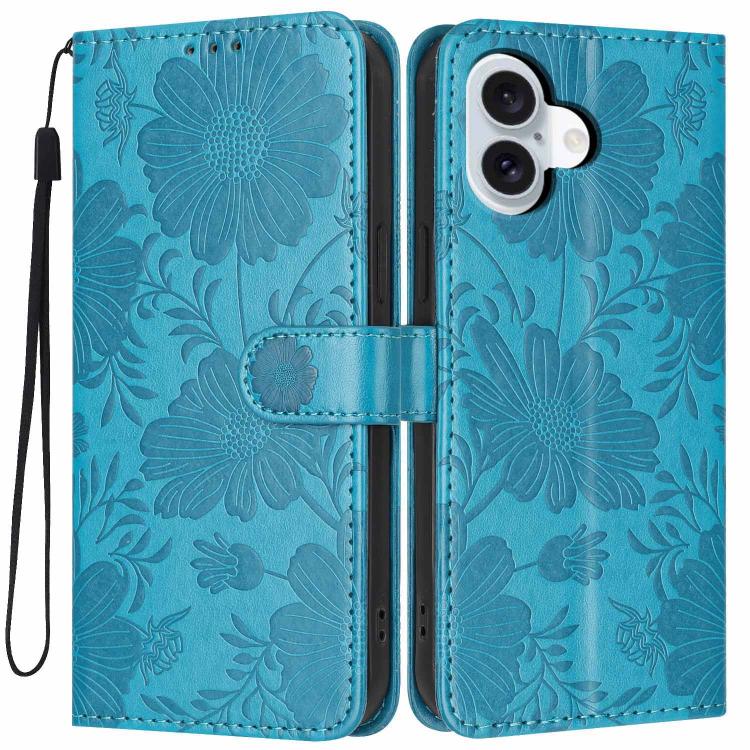 Capa para telemóvel em pele vegana com relevo de girassol e cordão preto pequeno, para iPhone 16e / 17e, para iPhone 17 Pro Max, para iPhone 17 Pro, para iPhone 17, para iPhone Air, para iPhone 16 Pro Max, para iPhone 16 Pro, para iPhone 16 Plus