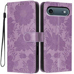 Capa para telemóvel em pele vegana com relevo de girassol e cordão preto pequeno, para iPhone 16e / 17e, para iPhone 17 Pro Max, para iPhone 17 Pro, para iPhone 17, para iPhone Air, para iPhone 16 Pro Max, para iPhone 16 Pro, para iPhone 16 Plus