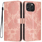 Capa para telemóvel em pele vegana com relevo de girassol e cordão preto pequeno, para iPhone 16e / 17e, para iPhone 17 Pro Max, para iPhone 17 Pro, para iPhone 17, para iPhone Air, para iPhone 16 Pro Max, para iPhone 16 Pro, para iPhone 16 Plus