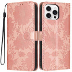 Capa para telemóvel em pele vegana com relevo de girassol e cordão preto pequeno, para iPhone 16e / 17e, para iPhone 17 Pro Max, para iPhone 17 Pro, para iPhone 17, para iPhone Air, para iPhone 16 Pro Max, para iPhone 16 Pro, para iPhone 16 Plus