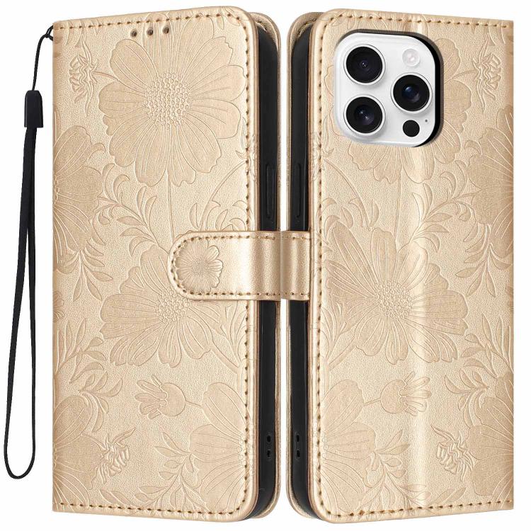 Capa para telemóvel em pele vegana com relevo de girassol e cordão preto pequeno, para iPhone 16e / 17e, para iPhone 17 Pro Max, para iPhone 17 Pro, para iPhone 17, para iPhone Air, para iPhone 16 Pro Max, para iPhone 16 Pro, para iPhone 16 Plus