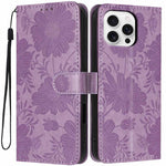 Capa para telemóvel em pele vegana com relevo de girassol e cordão preto pequeno, para iPhone 16e / 17e, para iPhone 17 Pro Max, para iPhone 17 Pro, para iPhone 17, para iPhone Air, para iPhone 16 Pro Max, para iPhone 16 Pro, para iPhone 16 Plus
