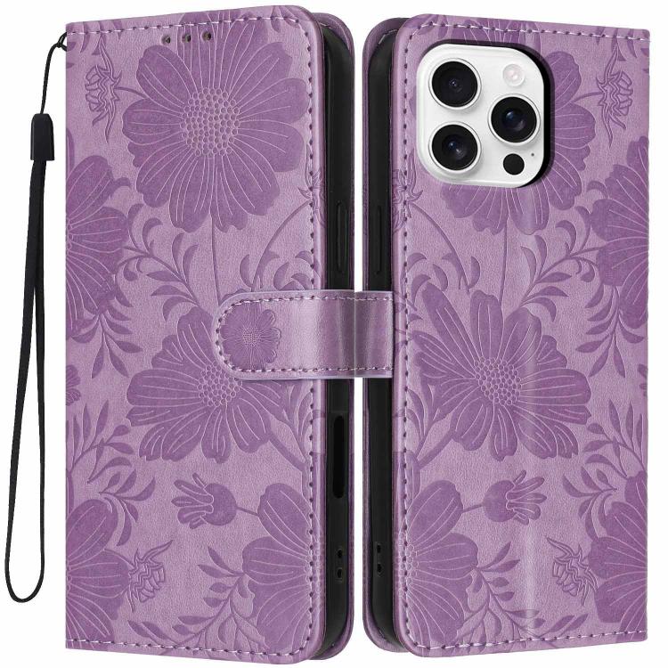 Capa para telemóvel em pele vegana com relevo de girassol e cordão preto pequeno, para iPhone 16e / 17e, para iPhone 17 Pro Max, para iPhone 17 Pro, para iPhone 17, para iPhone Air, para iPhone 16 Pro Max, para iPhone 16 Pro, para iPhone 16 Plus