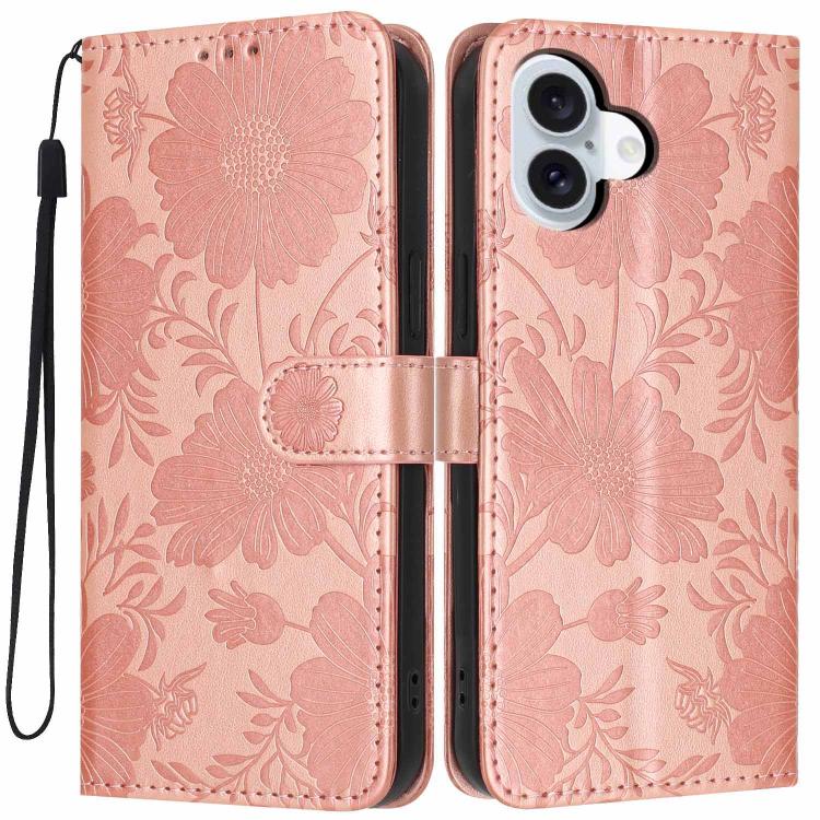 Capa para telemóvel em pele vegana com relevo de girassol e cordão preto pequeno, para iPhone 16e / 17e, para iPhone 17 Pro Max, para iPhone 17 Pro, para iPhone 17, para iPhone Air, para iPhone 16 Pro Max, para iPhone 16 Pro, para iPhone 16 Plus