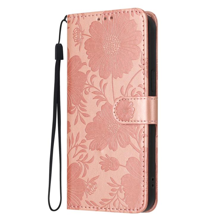 Capa de telemóvel em pele vegana com relevo de girassol e cordão preto pequeno, Para iPhone 14 Pro Max, Para iPhone 13 Pro Max, Para iPhone 13 Pro, Para iPhone 13, Para iPhone 12 / 12 Pro, Para iPhone 12 Pro Max, Para iPhone 11 Pro Max, Para iPhone 11