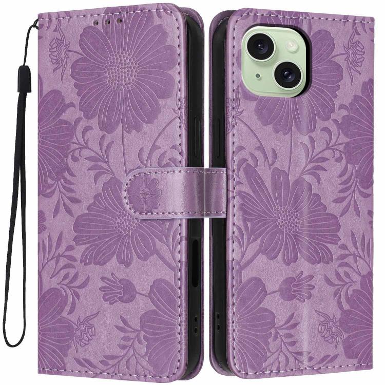 Capa de telemóvel em pele vegana com relevo de girassol e cordão preto pequeno, Para iPhone 14 Pro Max, Para iPhone 13 Pro Max, Para iPhone 13 Pro, Para iPhone 13, Para iPhone 12 / 12 Pro, Para iPhone 12 Pro Max, Para iPhone 11 Pro Max, Para iPhone 11