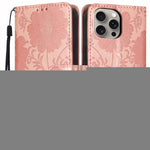 Capa para telemóvel em pele vegana com relevo de girassol e cordão preto pequeno, para iPhone 16, para iPhone 15 Pro Max, para iPhone 15 Pro, para iPhone 15 Plus, para iPhone 15, para iPhone 14 Plus, para iPhone 14, para iPhone 14 Pro