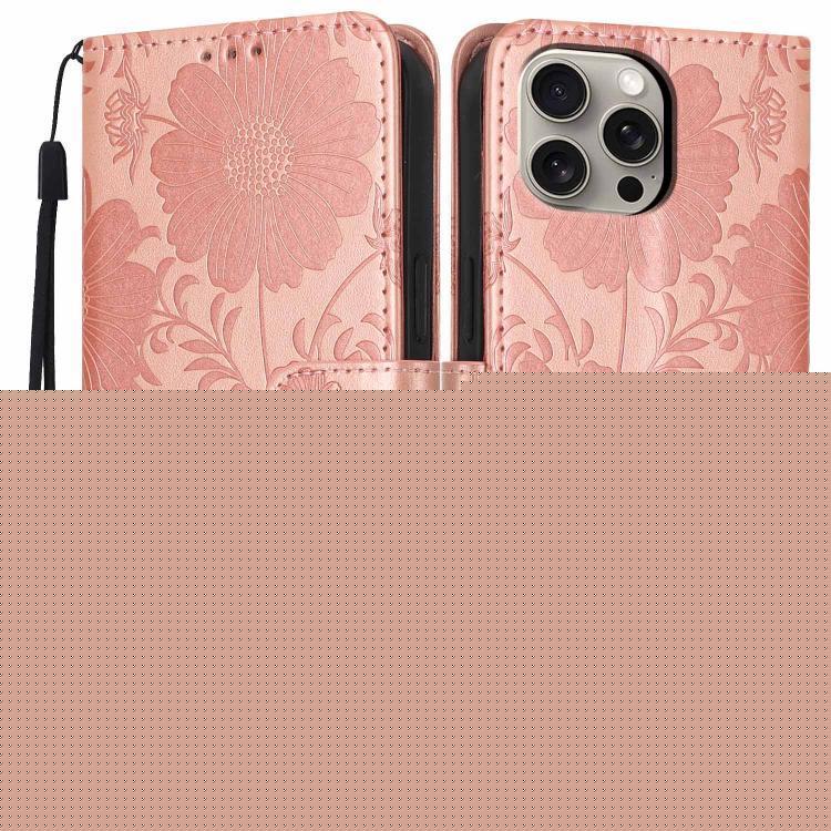 Capa para telemóvel em pele vegana com relevo de girassol e cordão preto pequeno, para iPhone 16, para iPhone 15 Pro Max, para iPhone 15 Pro, para iPhone 15 Plus, para iPhone 15, para iPhone 14 Plus, para iPhone 14, para iPhone 14 Pro
