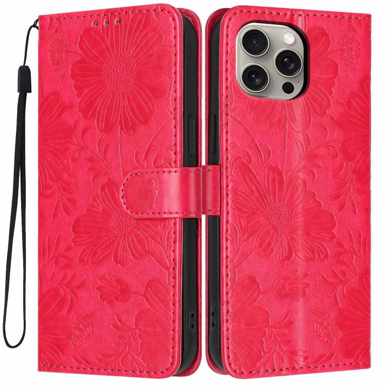 Capa de telemóvel em pele vegana com relevo de girassol e cordão preto pequeno, Para iPhone 14 Pro Max, Para iPhone 13 Pro Max, Para iPhone 13 Pro, Para iPhone 13, Para iPhone 12 / 12 Pro, Para iPhone 12 Pro Max, Para iPhone 11 Pro Max, Para iPhone 11