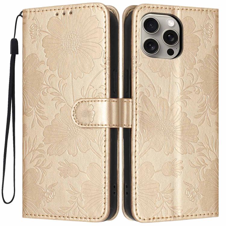 Capa de telemóvel em pele vegana com relevo de girassol e cordão preto pequeno, Para iPhone 14 Pro Max, Para iPhone 13 Pro Max, Para iPhone 13 Pro, Para iPhone 13, Para iPhone 12 / 12 Pro, Para iPhone 12 Pro Max, Para iPhone 11 Pro Max, Para iPhone 11