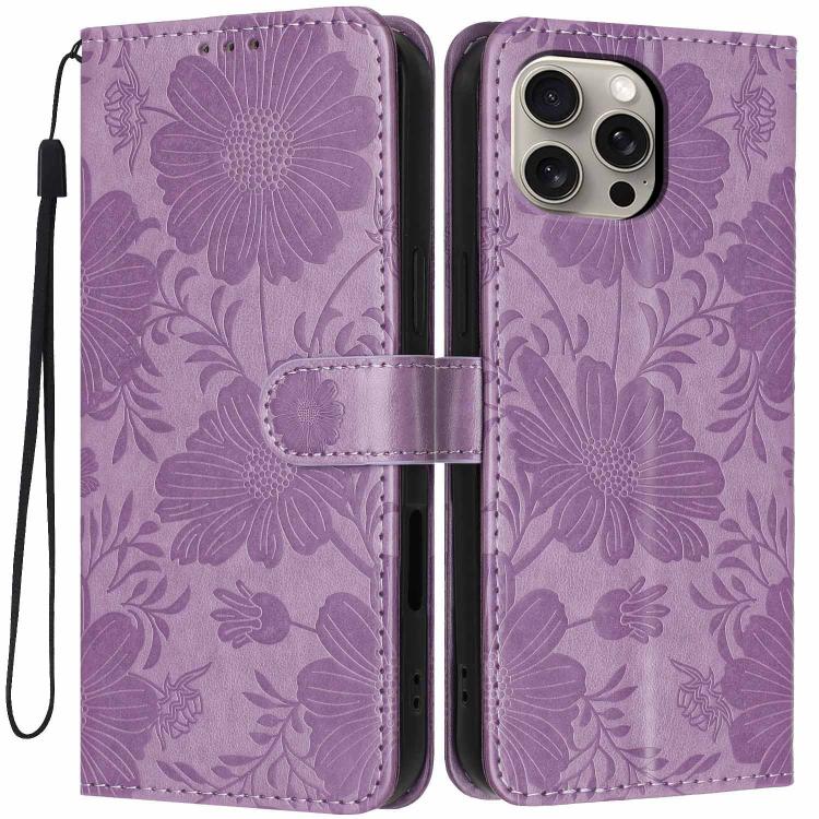 Capa de telemóvel em pele vegana com relevo de girassol e cordão preto pequeno, Para iPhone 14 Pro Max, Para iPhone 13 Pro Max, Para iPhone 13 Pro, Para iPhone 13, Para iPhone 12 / 12 Pro, Para iPhone 12 Pro Max, Para iPhone 11 Pro Max, Para iPhone 11