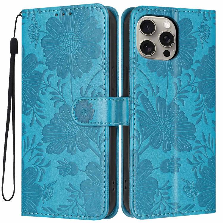 Capa de telemóvel em pele vegana com relevo de girassol e cordão preto pequeno, Para iPhone 14 Pro Max, Para iPhone 13 Pro Max, Para iPhone 13 Pro, Para iPhone 13, Para iPhone 12 / 12 Pro, Para iPhone 12 Pro Max, Para iPhone 11 Pro Max, Para iPhone 11
