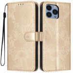 Capa de telemóvel em pele vegana com relevo de girassol e cordão preto pequeno, Para iPhone 14 Pro Max, Para iPhone 13 Pro Max, Para iPhone 13 Pro, Para iPhone 13, Para iPhone 12 / 12 Pro, Para iPhone 12 Pro Max, Para iPhone 11 Pro Max, Para iPhone 11