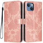 Capa de telemóvel em pele vegana com relevo de girassol e cordão preto pequeno, Para iPhone 14 Pro Max, Para iPhone 13 Pro Max, Para iPhone 13 Pro, Para iPhone 13, Para iPhone 12 / 12 Pro, Para iPhone 12 Pro Max, Para iPhone 11 Pro Max, Para iPhone 11