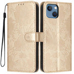 Capa de telemóvel em pele vegana com relevo de girassol e cordão preto pequeno, Para iPhone 14 Pro Max, Para iPhone 13 Pro Max, Para iPhone 13 Pro, Para iPhone 13, Para iPhone 12 / 12 Pro, Para iPhone 12 Pro Max, Para iPhone 11 Pro Max, Para iPhone 11