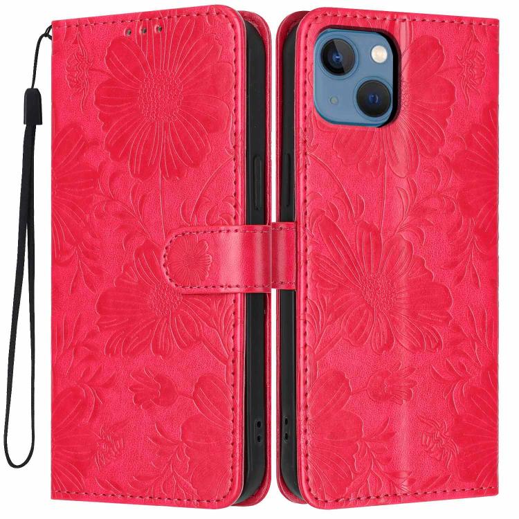 Capa de telemóvel em pele vegana com relevo de girassol e cordão preto pequeno, Para iPhone 14 Pro Max, Para iPhone 13 Pro Max, Para iPhone 13 Pro, Para iPhone 13, Para iPhone 12 / 12 Pro, Para iPhone 12 Pro Max, Para iPhone 11 Pro Max, Para iPhone 11
