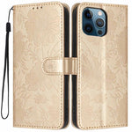 Capa de telemóvel em pele vegana com relevo de girassol e cordão preto pequeno, Para iPhone 14 Pro Max, Para iPhone 13 Pro Max, Para iPhone 13 Pro, Para iPhone 13, Para iPhone 12 / 12 Pro, Para iPhone 12 Pro Max, Para iPhone 11 Pro Max, Para iPhone 11