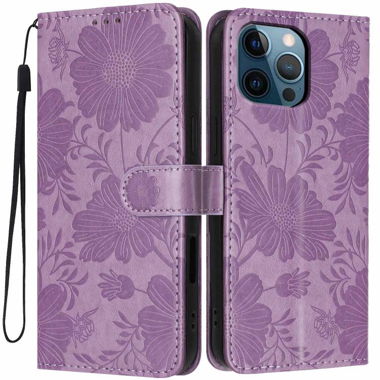 Capa de telemóvel em pele vegana com relevo de girassol e cordão preto pequeno, Para iPhone 14 Pro Max, Para iPhone 13 Pro Max, Para iPhone 13 Pro, Para iPhone 13, Para iPhone 12 / 12 Pro, Para iPhone 12 Pro Max, Para iPhone 11 Pro Max, Para iPhone 11