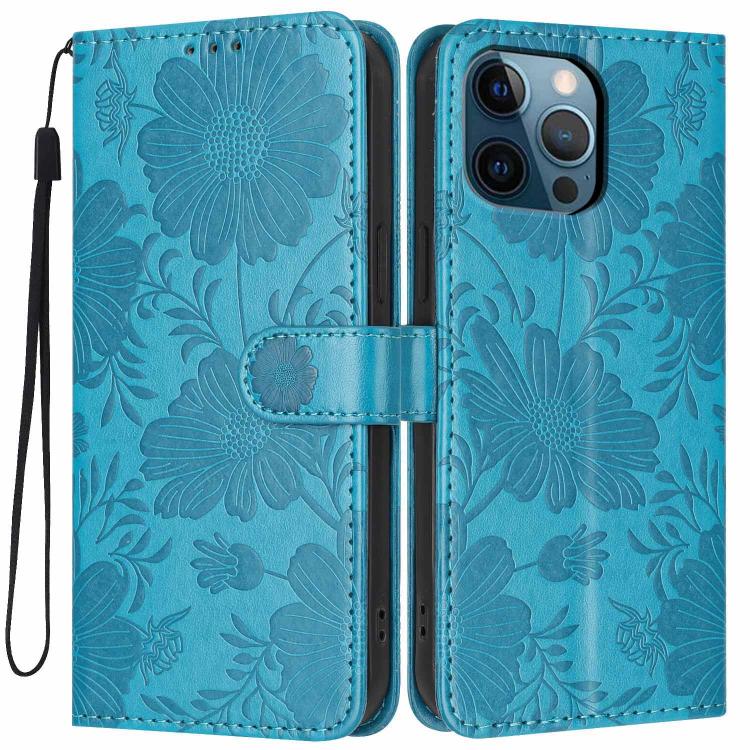 Capa de telemóvel em pele vegana com relevo de girassol e cordão preto pequeno, Para iPhone 14 Pro Max, Para iPhone 13 Pro Max, Para iPhone 13 Pro, Para iPhone 13, Para iPhone 12 / 12 Pro, Para iPhone 12 Pro Max, Para iPhone 11 Pro Max, Para iPhone 11