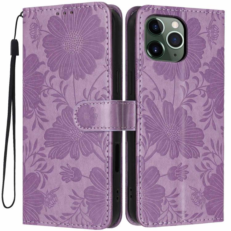 Capa de telemóvel em pele vegana com relevo de girassol e cordão preto pequeno, Para iPhone 14 Pro Max, Para iPhone 13 Pro Max, Para iPhone 13 Pro, Para iPhone 13, Para iPhone 12 / 12 Pro, Para iPhone 12 Pro Max, Para iPhone 11 Pro Max, Para iPhone 11