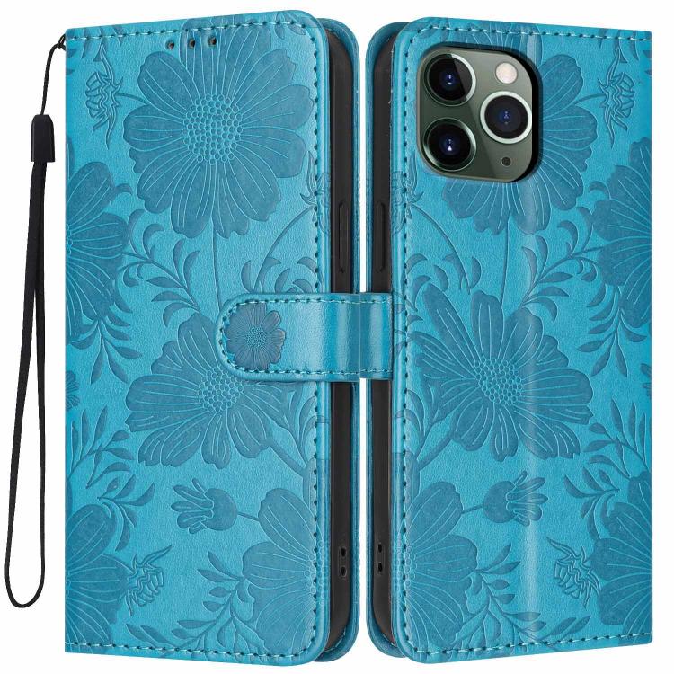 Capa de telemóvel em pele vegana com relevo de girassol e cordão preto pequeno, Para iPhone 14 Pro Max, Para iPhone 13 Pro Max, Para iPhone 13 Pro, Para iPhone 13, Para iPhone 12 / 12 Pro, Para iPhone 12 Pro Max, Para iPhone 11 Pro Max, Para iPhone 11