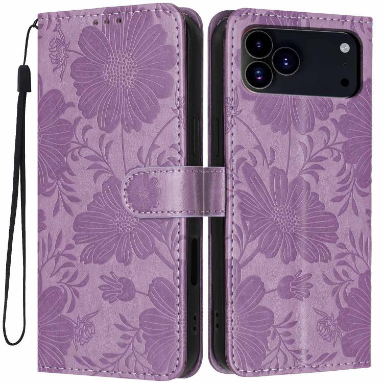 Capa para telemóvel em pele vegana com relevo de girassol e cordão preto pequeno, para iPhone 16e / 17e, para iPhone 17 Pro Max, para iPhone 17 Pro, para iPhone 17, para iPhone Air, para iPhone 16 Pro Max, para iPhone 16 Pro, para iPhone 16 Plus