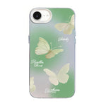 Capa de Telemóvel Híbrida em PC com TPU e Revestimento Prateado com Padrão de Borboleta, Para iPhone 17e / 16e, Para iPhone 17 Pro Max, Para iPhone 17 Pro, Para iPhone 17, Para iPhone Air, Para iPhone 16 Pro Max