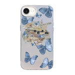 Capa de Telemóvel Híbrida em PC com TPU e Revestimento Prateado com Padrão de Borboleta, Para iPhone 17e / 16e, Para iPhone 17 Pro Max, Para iPhone 17 Pro, Para iPhone 17, Para iPhone Air, Para iPhone 16 Pro Max