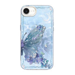 Capa de Telemóvel Híbrida em PC com TPU e Revestimento Prateado com Padrão de Borboleta, Para iPhone 17e / 16e, Para iPhone 17 Pro Max, Para iPhone 17 Pro, Para iPhone 17, Para iPhone Air, Para iPhone 16 Pro Max