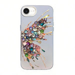 Capa de Telemóvel Híbrida em PC com TPU e Revestimento Prateado com Padrão de Borboleta, Para iPhone 17e / 16e, Para iPhone 17 Pro Max, Para iPhone 17 Pro, Para iPhone 17, Para iPhone Air, Para iPhone 16 Pro Max