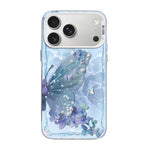 Capa de Telemóvel Híbrida em PC com TPU e Revestimento Prateado com Padrão de Borboleta, Para iPhone 17e / 16e, Para iPhone 17 Pro Max, Para iPhone 17 Pro, Para iPhone 17, Para iPhone Air, Para iPhone 16 Pro Max