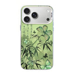 Capa de Telemóvel Híbrida em PC com TPU e Revestimento Prateado com Padrão de Borboleta, Para iPhone 17e / 16e, Para iPhone 17 Pro Max, Para iPhone 17 Pro, Para iPhone 17, Para iPhone Air, Para iPhone 16 Pro Max