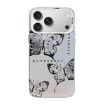 Capa de Telemóvel Híbrida em PC com TPU e Revestimento Prateado com Padrão de Borboleta, Para iPhone 17e / 16e, Para iPhone 17 Pro Max, Para iPhone 17 Pro, Para iPhone 17, Para iPhone Air, Para iPhone 16 Pro Max