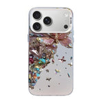 Capa de Telemóvel Híbrida em PC com TPU e Revestimento Prateado com Padrão de Borboleta, Para iPhone 17e / 16e, Para iPhone 17 Pro Max, Para iPhone 17 Pro, Para iPhone 17, Para iPhone Air, Para iPhone 16 Pro Max
