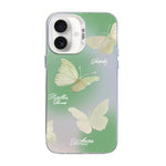 Capa de Telemóvel Híbrida em PC com TPU e Revestimento Prateado com Padrão de Borboleta, Para iPhone 17e / 16e, Para iPhone 17 Pro Max, Para iPhone 17 Pro, Para iPhone 17, Para iPhone Air, Para iPhone 16 Pro Max