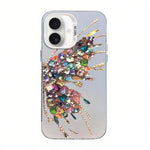 Capa de Telemóvel Híbrida em PC com TPU e Revestimento Prateado com Padrão de Borboleta, Para iPhone 17e / 16e, Para iPhone 17 Pro Max, Para iPhone 17 Pro, Para iPhone 17, Para iPhone Air, Para iPhone 16 Pro Max