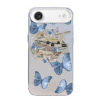 Capa de Telemóvel Híbrida em PC com TPU e Revestimento Prateado com Padrão de Borboleta, Para iPhone 17e / 16e, Para iPhone 17 Pro Max, Para iPhone 17 Pro, Para iPhone 17, Para iPhone Air, Para iPhone 16 Pro Max