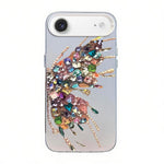 Capa de Telemóvel Híbrida em PC com TPU e Revestimento Prateado com Padrão de Borboleta, Para iPhone 17e / 16e, Para iPhone 17 Pro Max, Para iPhone 17 Pro, Para iPhone 17, Para iPhone Air, Para iPhone 16 Pro Max