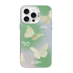 Capa de Telemóvel Híbrida em PC com TPU e Revestimento Prateado com Padrão de Borboleta, Para iPhone 17e / 16e, Para iPhone 17 Pro Max, Para iPhone 17 Pro, Para iPhone 17, Para iPhone Air, Para iPhone 16 Pro Max