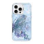 Capa de Telemóvel Híbrida em PC com TPU e Revestimento Prateado com Padrão de Borboleta, Para iPhone 17e / 16e, Para iPhone 17 Pro Max, Para iPhone 17 Pro, Para iPhone 17, Para iPhone Air, Para iPhone 16 Pro Max