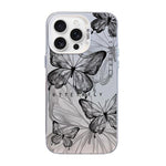 Capa de Telemóvel Híbrida em PC com TPU e Revestimento Prateado com Padrão de Borboleta, Para iPhone 17e / 16e, Para iPhone 17 Pro Max, Para iPhone 17 Pro, Para iPhone 17, Para iPhone Air, Para iPhone 16 Pro Max