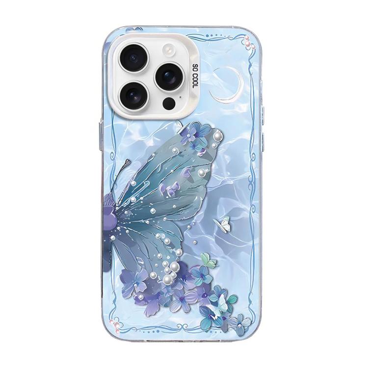 Butterfly Pattern Silver Plating PC Hybrid TPU Phone Case, For iPhone 16 Pro, For iPhone 16 Plus, For iPhone 16, For iPhone 15 Pro Max, For iPhone 15 Pro, For iPhone 15 Plus