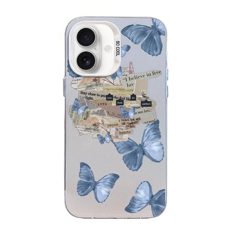 Butterfly Pattern Silver Plating PC Hybrid TPU Phone Case, For iPhone 16 Pro, For iPhone 16 Plus, For iPhone 16, For iPhone 15 Pro Max, For iPhone 15 Pro, For iPhone 15 Plus