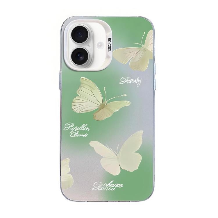 Butterfly Pattern Silver Plating PC Hybrid TPU Phone Case, For iPhone 16 Pro, For iPhone 16 Plus, For iPhone 16, For iPhone 15 Pro Max, For iPhone 15 Pro, For iPhone 15 Plus