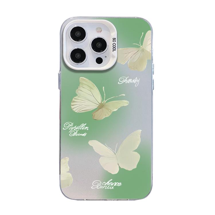 Butterfly Pattern Silver Plating PC Hybrid TPU Phone Case, For iPhone 16 Pro, For iPhone 16 Plus, For iPhone 16, For iPhone 15 Pro Max, For iPhone 15 Pro, For iPhone 15 Plus
